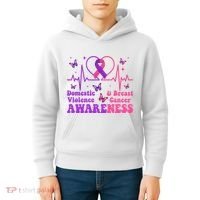 Domestic Violence & Breast Cancer Awareness Month Warrior Kids Hoodie thumb 4