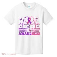 Domestic Violence & Breast Cancer Awareness Month Warrior Kids T-Shirt thumb 0