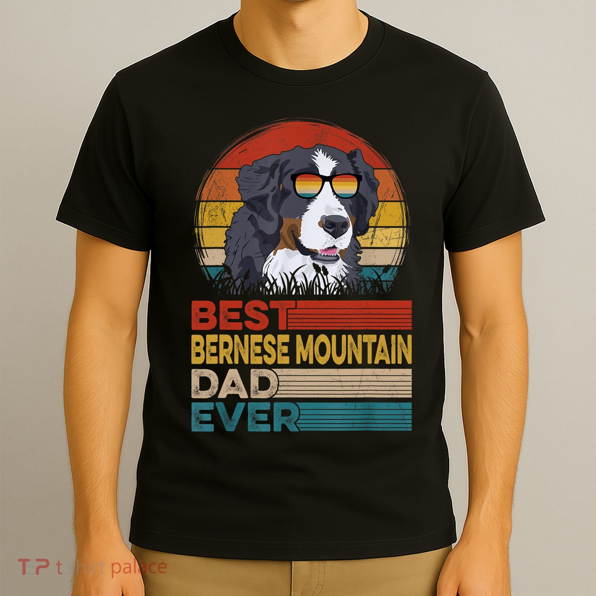 Dog Vintage Best Bernese Mountain Dad Ever Fathers Day Dad Cool Gift T-Shirt