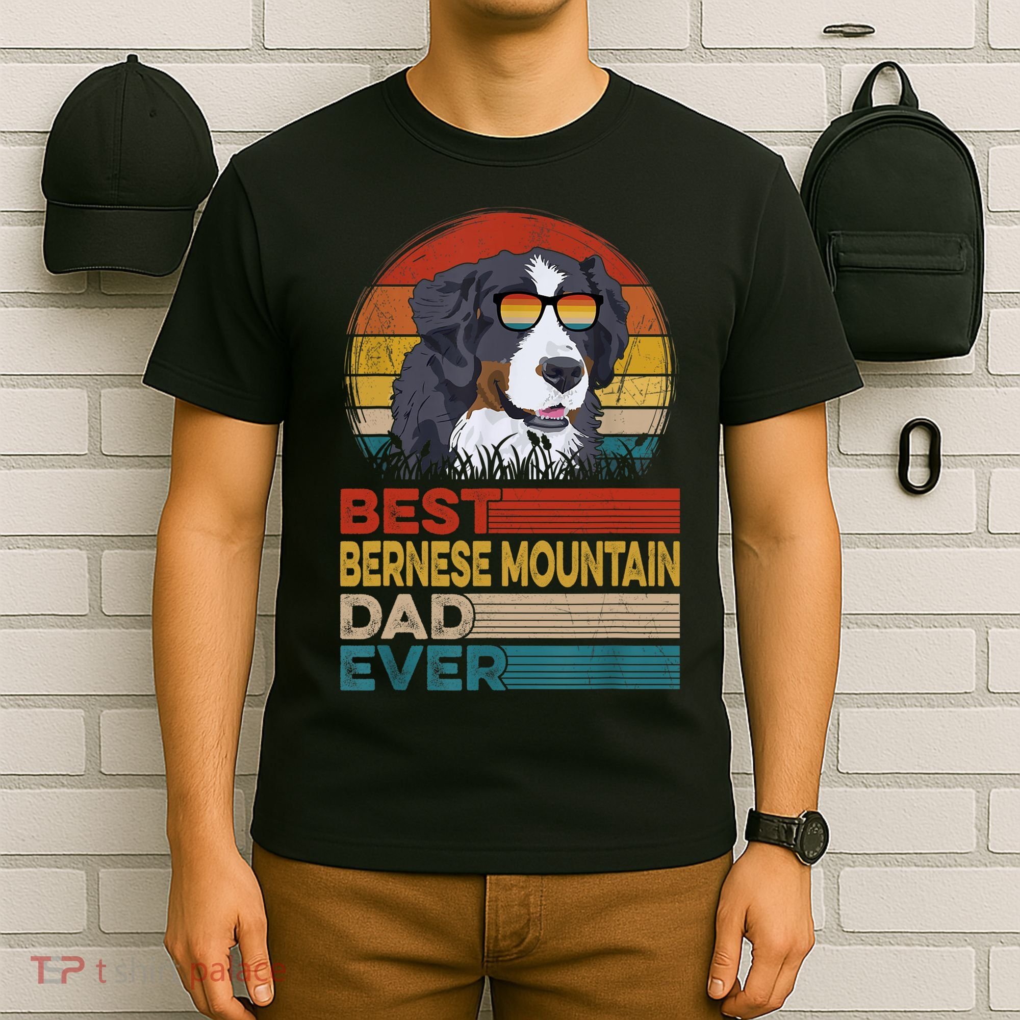 Dog Vintage Best Bernese Mountain Dad Ever Fathers Day Dad Cool Gift T-Shirt