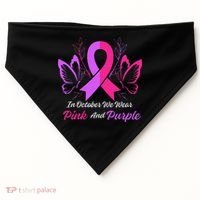 Domestic Violence Breast Cancer Awareness Month Ribbon USA-Made Doggie Bandana thumb 0