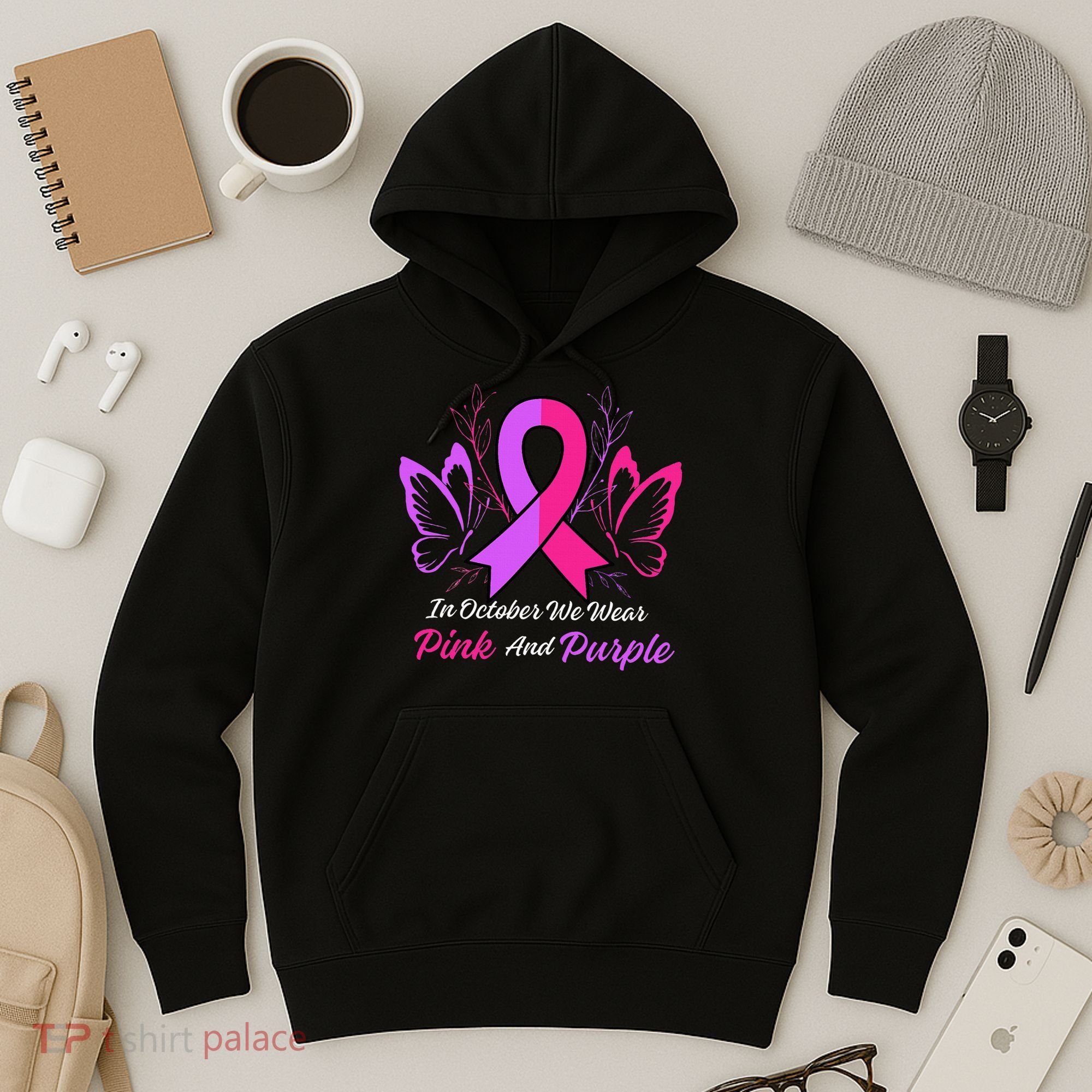 Domestic Violence Breast Cancer Awareness Month Ribbon Hoodie