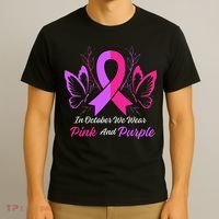 Domestic Violence Breast Cancer Awareness Month Ribbon T-Shirt thumb 3