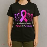 Domestic Violence Breast Cancer Awareness Month Ribbon T-Shirt thumb 4