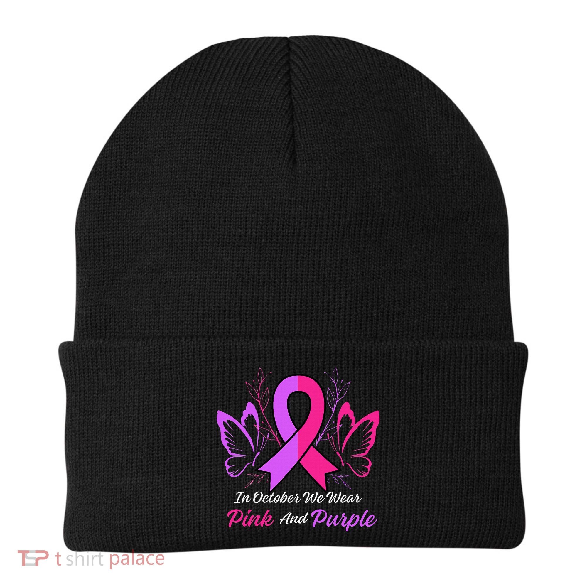Domestic Violence Breast Cancer Awareness Month Ribbon Beanie