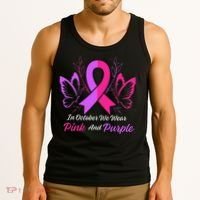 Domestic Violence Breast Cancer Awareness Month Ribbon Tank Top thumb 3