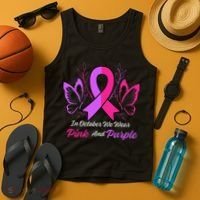 Domestic Violence Breast Cancer Awareness Month Ribbon Tank Top thumb 4