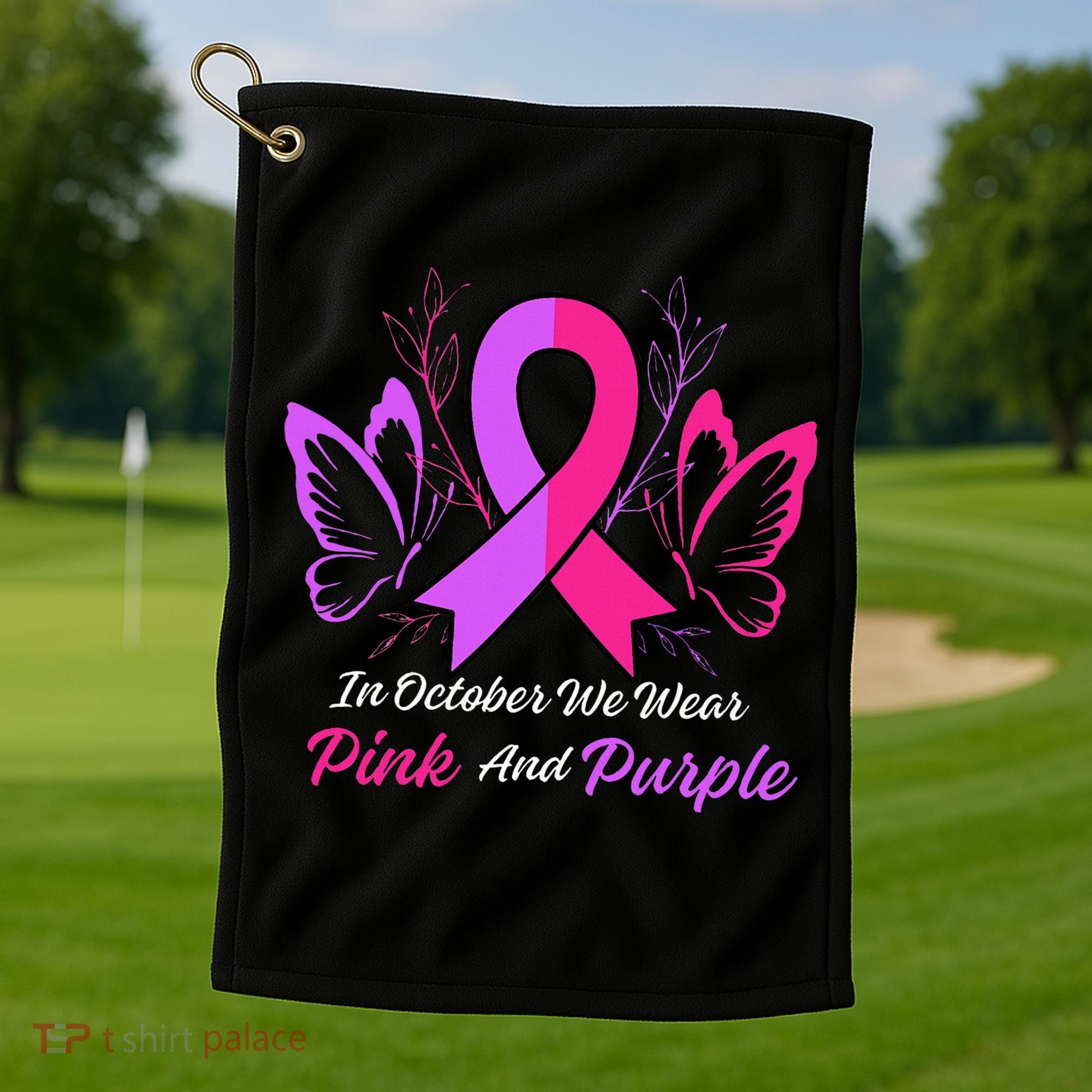 Domestic Violence Breast Cancer Awareness Month Ribbon Golf Towel