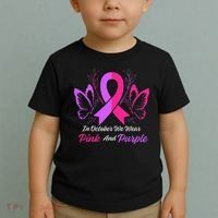 Domestic Violence Breast Cancer Awareness Month Ribbon Toddler T-Shirt thumb 2