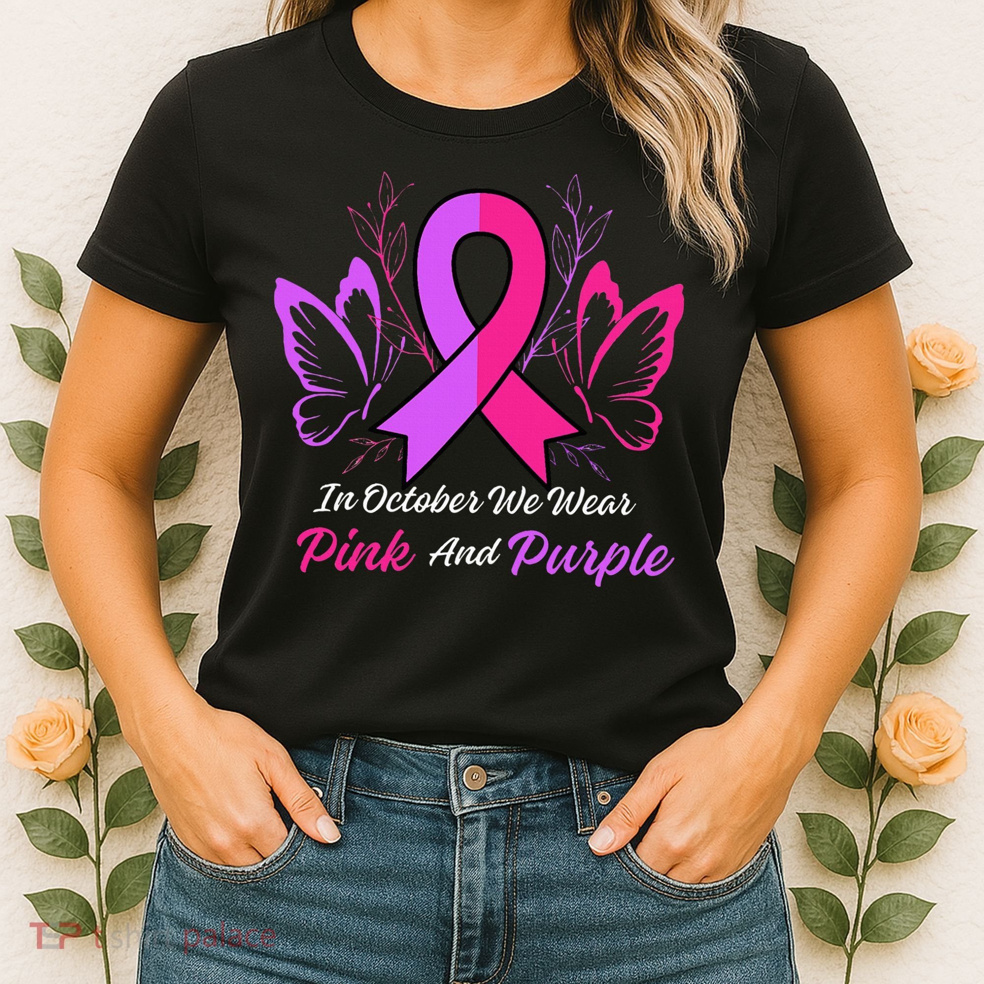 Domestic Violence Breast Cancer Awareness Month Ribbon Women's T-Shirt