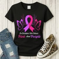 Domestic Violence Breast Cancer Awareness Month Ribbon Women's T-Shirt thumb 3
