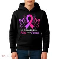 Domestic Violence Breast Cancer Awareness Month Ribbon Kids Hoodie thumb 4