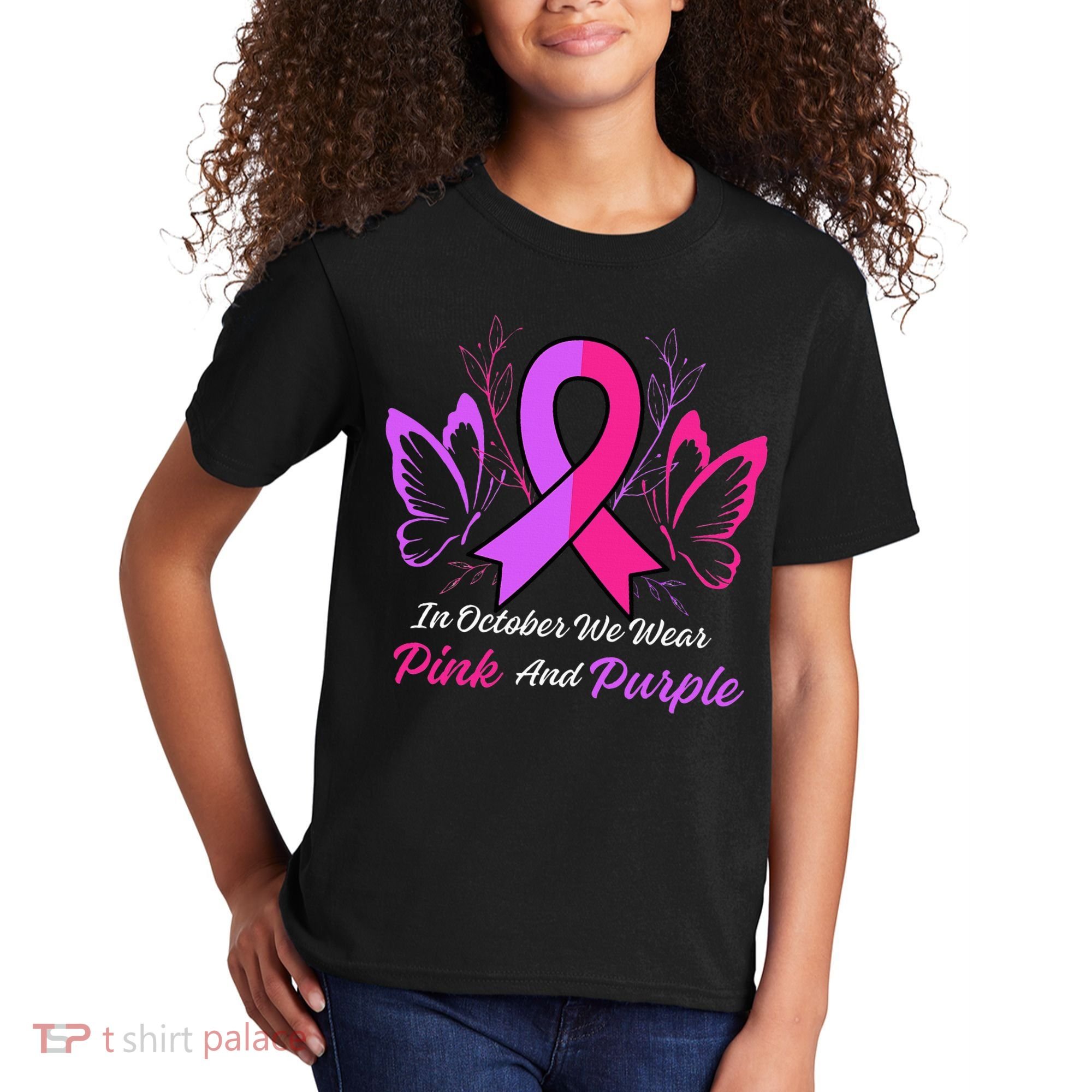 Domestic Violence Breast Cancer Awareness Month Ribbon Kids T-Shirt