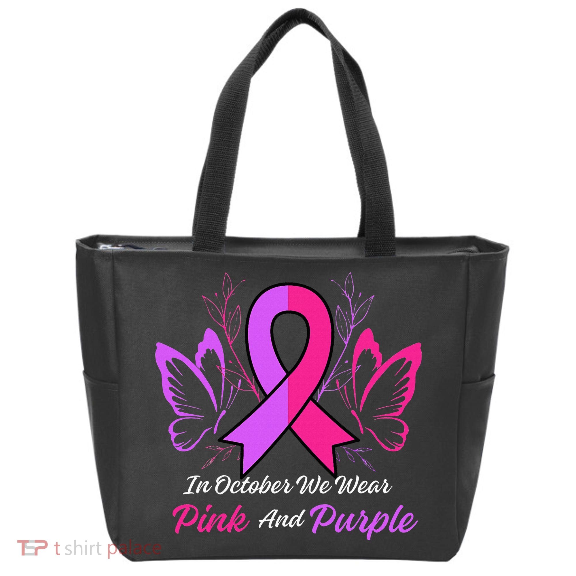 Domestic Violence Breast Cancer Awareness Month Ribbon Tote Bag