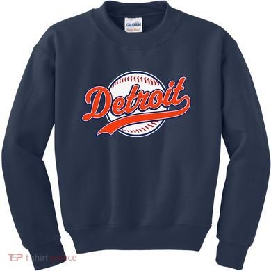 Detroit Vintage Baseball Throwback Retro Kids Sweatshirt