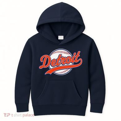 Detroit Vintage Baseball Throwback Retro Kids Hoodie