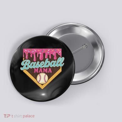 Distressed Vintage Baseball Mama Ice Cream Drip Button