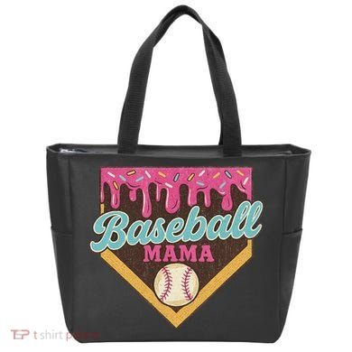 Distressed Vintage Baseball Mama Ice Cream Drip Tote Bag