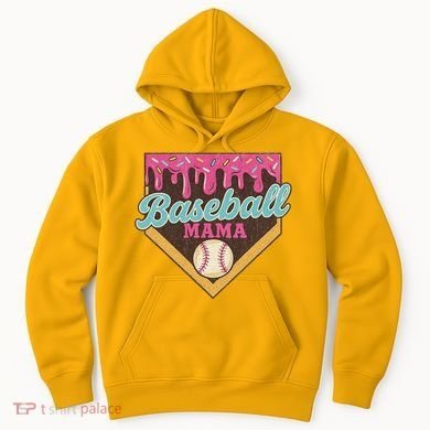 Distressed Vintage Baseball Mama Ice Cream Drip Hoodie