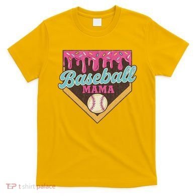 Distressed Vintage Baseball Mama Ice Cream Drip T-Shirt