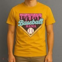Distressed Vintage Baseball Mama Ice Cream Drip T-Shirt thumb 3