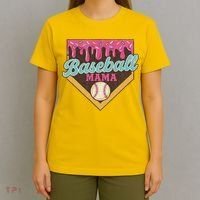 Distressed Vintage Baseball Mama Ice Cream Drip T-Shirt thumb 4