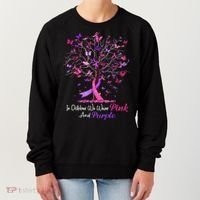 Domestic Violence Breast Cancer Awareness Month Ribbon Tree Women's Sweatshirt thumb 0