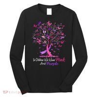 Domestic Violence Breast Cancer Awareness Month Ribbon Tree Long Sleeve Shirt thumb 0