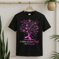 Domestic Violence Breast Cancer Awareness Month Ribbon Tree T-Shirt thumb 2