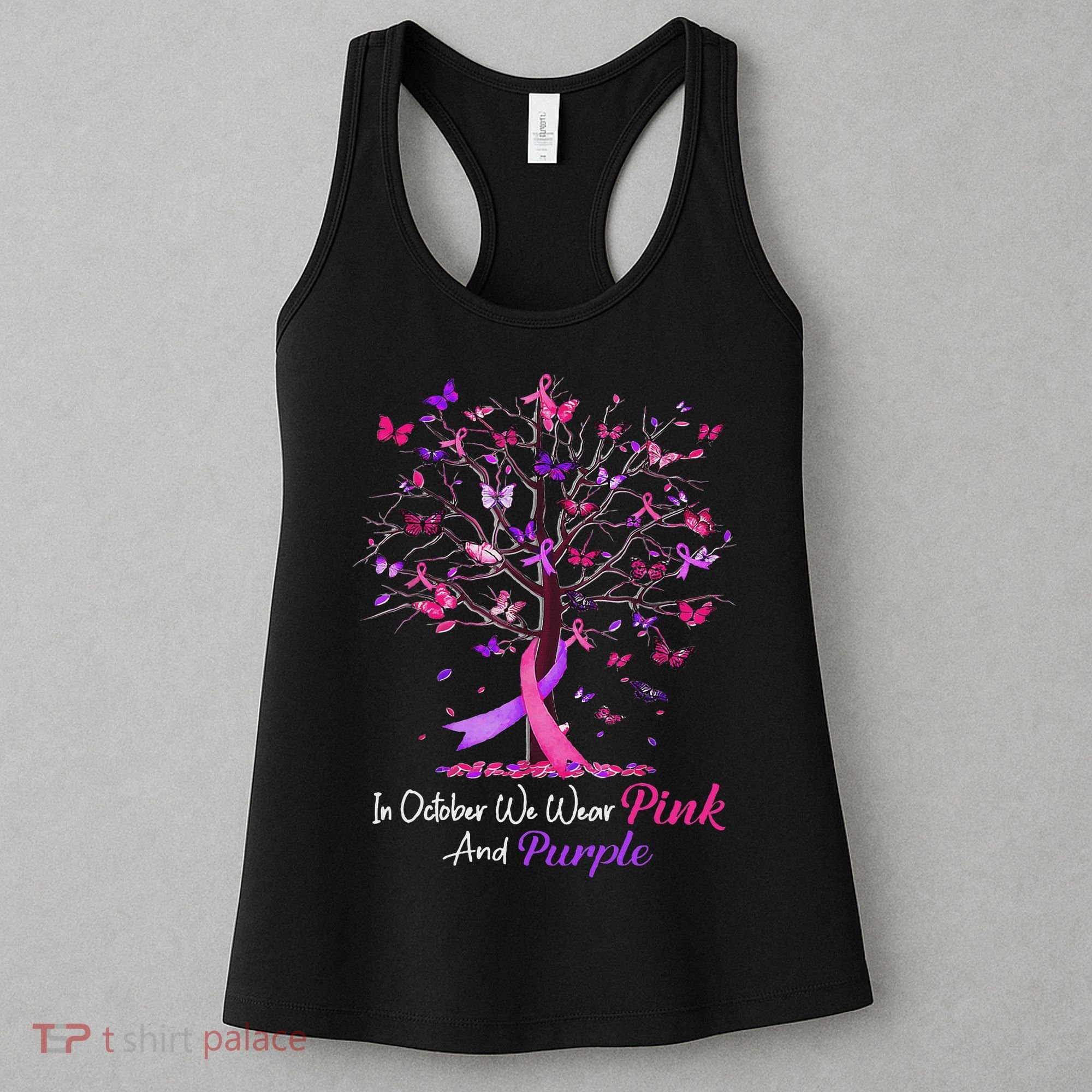 Domestic Violence Breast Cancer Awareness Month Ribbon Tree Women's Tank Top