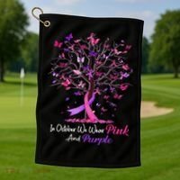 Domestic Violence Breast Cancer Awareness Month Ribbon Tree Golf Towel thumb 1