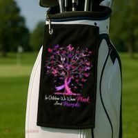 Domestic Violence Breast Cancer Awareness Month Ribbon Tree Golf Towel thumb 2