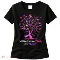 Domestic Violence Breast Cancer Awareness Month Ribbon Tree Women's T-Shirt thumb 0