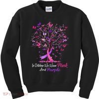 Domestic Violence Breast Cancer Awareness Month Ribbon Tree Kids Sweatshirt thumb 0
