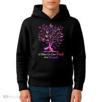 Domestic Violence Breast Cancer Awareness Month Ribbon Tree Kids Hoodie thumb 4