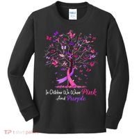 Domestic Violence Breast Cancer Awareness Month Ribbon Tree Kids Long Sleeve Shirt thumb 0