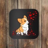 Dog Valentine Cute Corgi ValentineS Day Coaster thumb 0