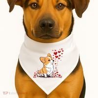 Dog Valentine Cute Corgi ValentineS Day USA-Made Doggie Bandana thumb 1