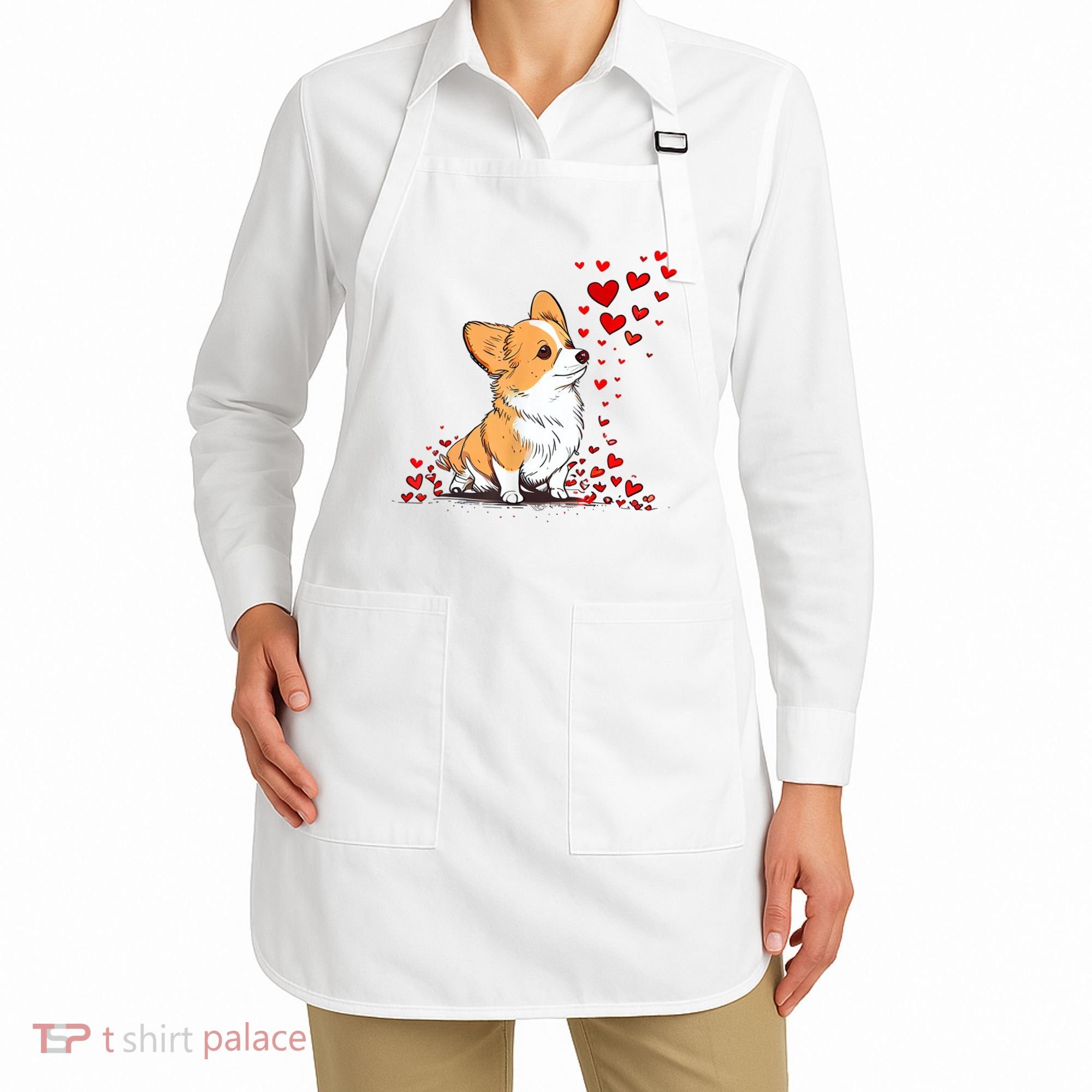 Dog Valentine Cute Corgi ValentineS Day Apron