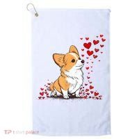 Dog Valentine Cute Corgi ValentineS Day Golf Towel thumb 0