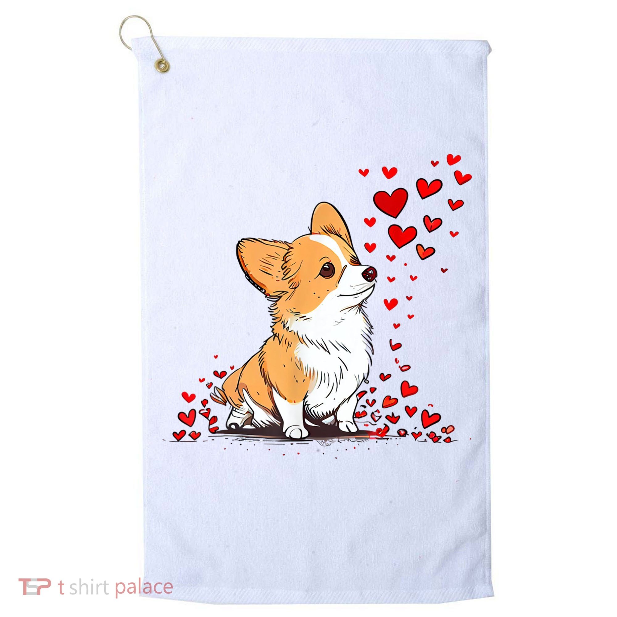 Dog Valentine Cute Corgi ValentineS Day Golf Towel