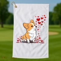 Dog Valentine Cute Corgi ValentineS Day Golf Towel thumb 1