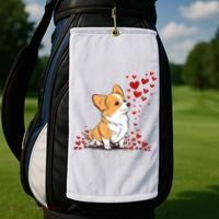 Dog Valentine Cute Corgi ValentineS Day Golf Towel thumb 2