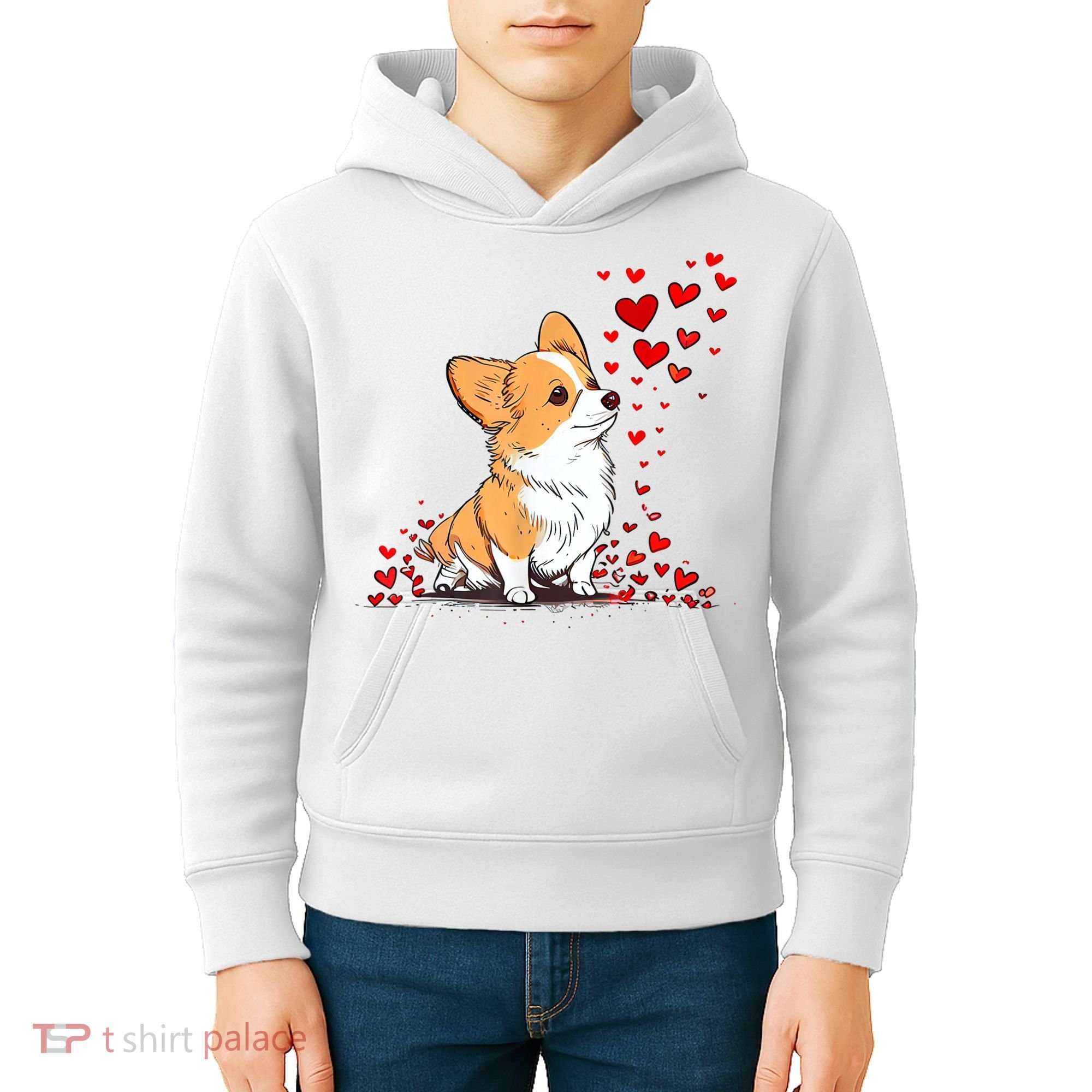 Dog Valentine Cute Corgi ValentineS Day Kids Hoodie