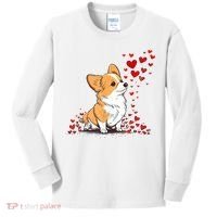 Dog Valentine Cute Corgi ValentineS Day Kids Long Sleeve Shirt thumb 0