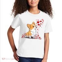 Dog Valentine Cute Corgi ValentineS Day Kids T-Shirt thumb 2