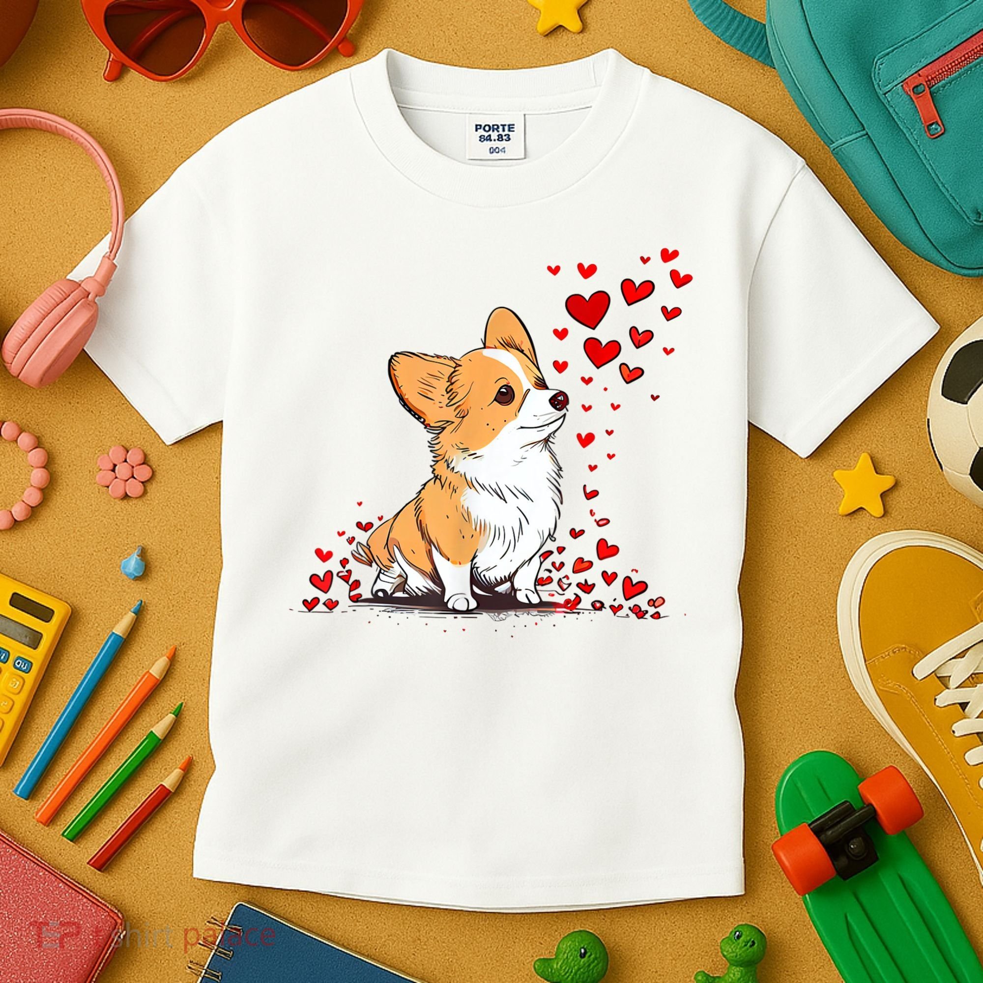 Dog Valentine Cute Corgi ValentineS Day Kids T-Shirt