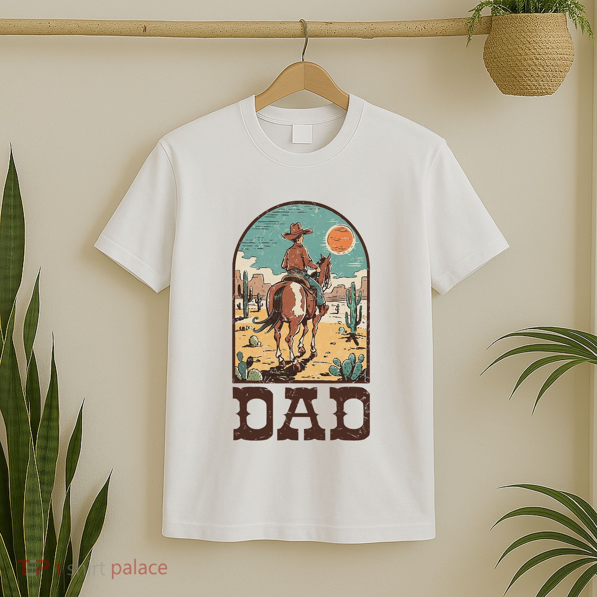Dad Vintage Cowboy Cowgirl Western Family Matching T-Shirt