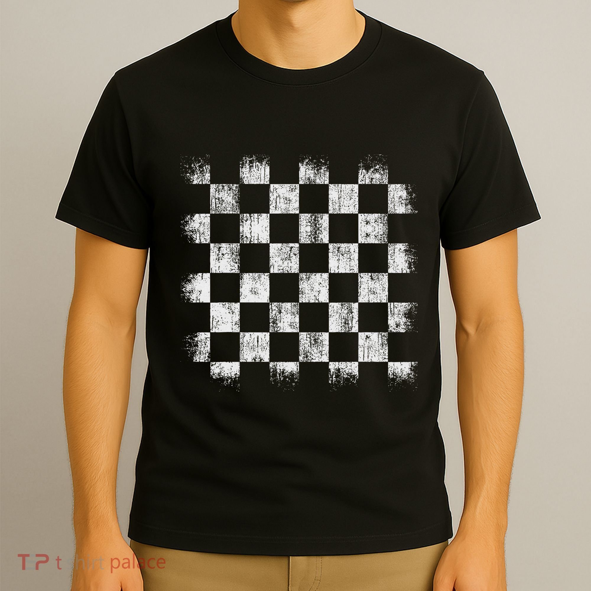 Distressed Vintage Chess Board Player Style T-Shirt
