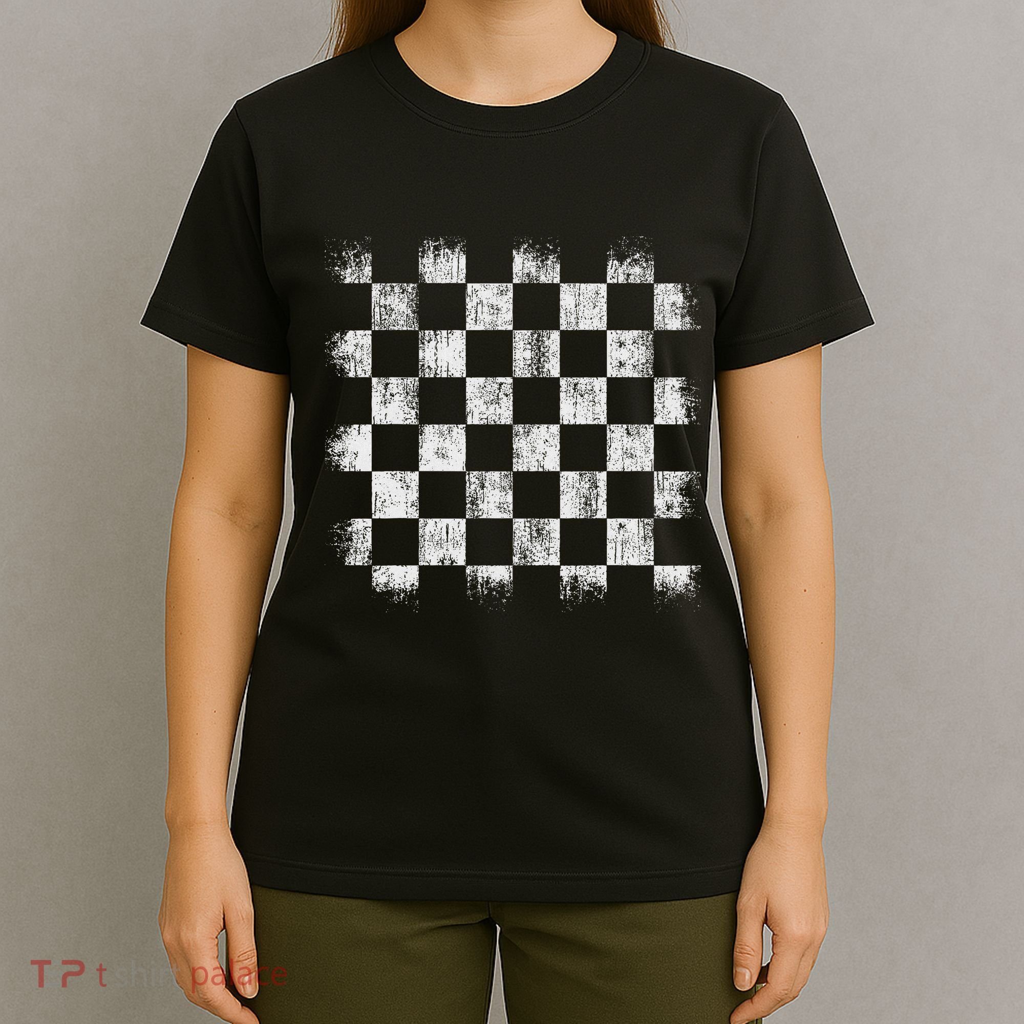 Distressed Vintage Chess Board Player Style T-Shirt